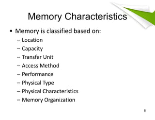 Comprehensive Overview of Internal Memory in Computer Architecture | PDF