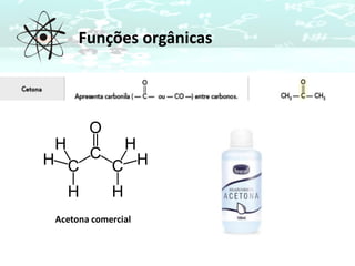 Funções orgânicas
Acetona comercial
 