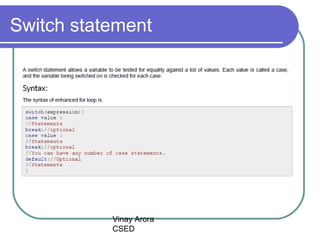 Vinay Arora
CSED
Switch statement
 