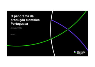 O panorama da
produção científica
Portuguesa
Abril 2018
Jornadas FCCN
 