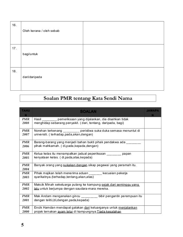 4 Kata Sendi Nama Pelajar