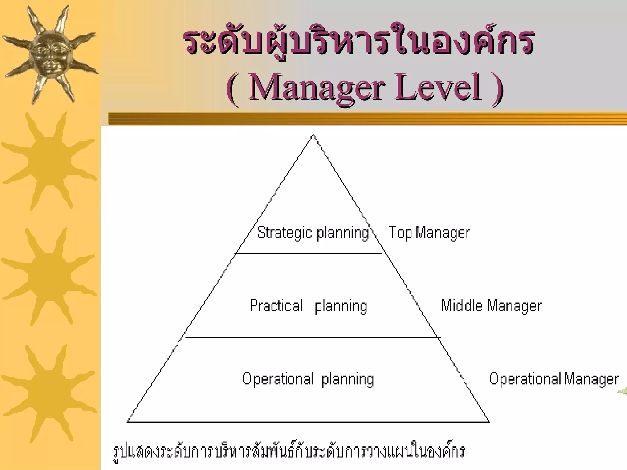 ระดับผู้บริหารในองค์กร  (  Manager Level  ) 