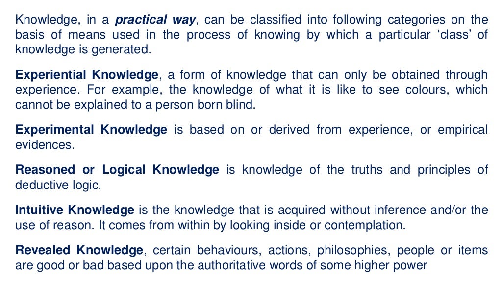 4 knowledge & Experience forms of knowledge