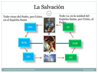 La Salvación
DEL
POR
EN
AL
POR
EN
Todo viene del Padre, por Cristo,
en el Espíritu Santo
Todo va, en la unidad del
Espíritu Santo, por Cristo, al
Padre
41
Parroquia Nuestra Señora de las Victorias 28/06/2013
 