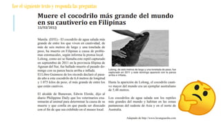 Lee el siguiente texto y responda las preguntas
 