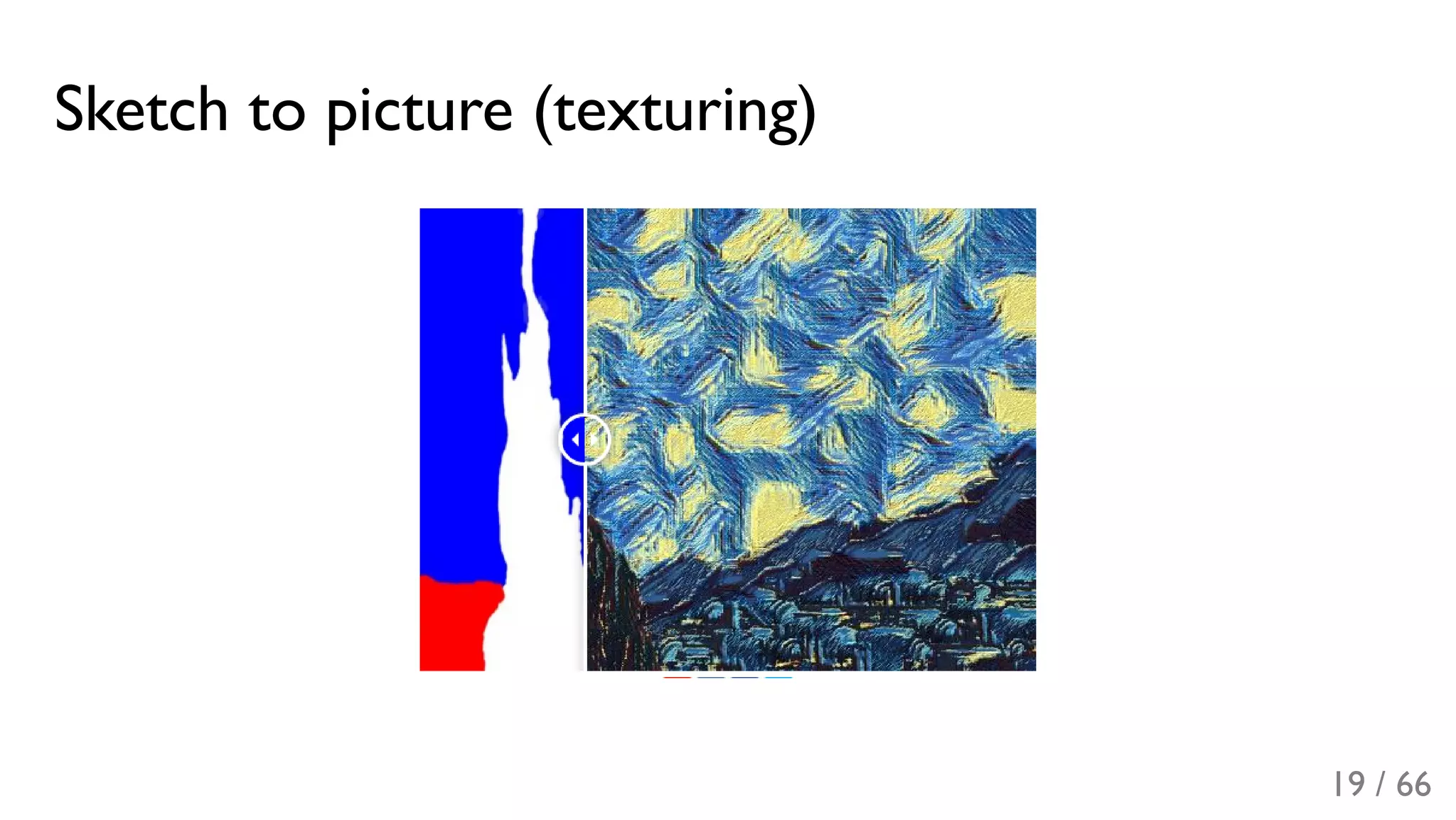 Sketch to picture (texturing)
19 / 66
 