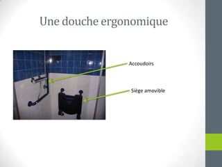 Une douche ergonomiqueAccoudoirsSiège amovible