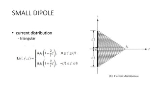 SMALL DIPOLE
• current distribution
- triangular
 