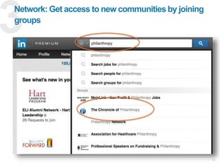 1616
Industry Connectedness 1stDegree CXO Connections
Network: Get access to new communities by joining
groups
 