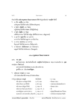 ¾ÃÐÁËÒ¸ÔµÔ¾§Èì ÍØµÚµÁ»Úâ àÃÕÂºàÃÕÂ§ ÁËÒºÒÅÕÇÔªªÒÅÑÂ ¾ÔÁ¾ìà»ç¹¸ÃÃÁ·Ò¹ òõõ÷
µÑÇÍÂèÒ§·Õèà»ç¹ ¹¹ÔºÒµºØ¾¾º·¡ÑÁÁ¸ÒÃÂÊÁÒÊ ÁÕÇÔ¸Õ·ÓµÑÇÃÙ»àËÁ×Í¹¡Ñº “Í¹ÊÚâÊ”ÁÕ´Ñ§¹Õé
ÇÔ. ¹ ÍÃÔâÂ Í¹ÃÔâÂ. (¹ + ÍÃÔÂ)
Í.ÍÃÔÂºØ¤¤Å äÁèãªè ª×èÍÇèÒÍ¹ÃÔÂ. (äÁèãªè¾ÃÐÍÃÔÂºØ¤¤Å)
ÇÔ. ¹ ÍÔÊÚÊâÃ Í¹ÔÊÚÊâÃ. (¹ + ÍÔÊÚÊÃ)
Í.¼Ùéà»ç¹ãË­èäÁèãªèª×èÍÇèÒÍ¹ÔÊÚÊÃ.(äÁèãªè¼Ùéà»ç¹ãË­è)
ÇÔ. ¹ ÍÔ¯Úâ€ Í¹Ô¯Úâ€. (¹+ÍÔ¯Ú€)
Í.ÊÔè§·Õè¹èÒ»ÃÒÃ¶¹Ò äÁèãªè ª×èÍÇèÒÍ¹Ô¯Ú€. (ÊÔè§·ÕèäÁè¹èÒ»ÃÒÃ¶¹Ò, Í¹Ô¯°ÒÃÁ³ì)
ÇÔ. ¹ ÍØ»ÇÒâ· Í¹Ù»ÇÒâ·. (¹ + ÍØ»ÇÒ·)
Í.¡ÒÃÇèÒÃéÒÂ äÁèãªè ª×èÍÇèÒÍ¹Ù»ÇÒ·. (¡ÒÃäÁèÇèÒÃéÒÂ)
ÇÔ. ¹ ÍÒ·ÒÂ Í¹Ò·ÒÂ. (¹+ÍÒ·ÒÂ)
¶×ÍàÍÒáÅéÇ äÁèãªè ª×èÍÇèÒÍ¹Ò·ÒÂ. (äÁè¶×ÍàÍÒáÅéÇ)
ÇÔ. ¹ âÍâÅà¡µÚÇÒ Íâ¹âÅà¡µÚÇÒ. (¹ + âÍâÅà¡µÚÇÒ)
áÅ´ÙáÅéÇ äÁèãªè ª×èÍÇèÒÍâ¹âÅà¡µÚÇÒ. (äÁèáÅ´ÙáÅéÇ)
ô.ò.ø¡ØºØ¾¾º·¡ÑÁÁ¸ÒÃÂÊÁÒÊ
óôö. ¡·Ú ¡ØÊÚÊ.
ÊàÃ ã¹à¾ÃÒÐÊÃÐ »àÃ ÍÑ¹à»ç¹àº×éÍ§ËÅÑ§ µ»Ú»ØÃÔàÊ ã¹µÑ»»ØÃÔÊÊÁÒÊ ¡·Ú Í.¡ÒÃá»Å§à»ç¹ ¡·Ú ¡ØÊÚÊ
áËè§¡Ø¹ÔºÒµ âËµÔÂèÍÁÁÕ.
(à¾ÃÒÐÊÃÐËÅÑ§ ã¹µÑ»»ØÃÔÊÊÁÒÊ á»Å§ ¡Ø¹ÔºÒµà»ç¹ ¡·Ú)
ÊÙµÃ¹ÕéÁÕ ò º·. à»ç¹ ÍÒà·ÊÇÔ¸ÔÊÙµÃ.
ÇÔ. ¡Ø¨Ú©ÔµÁ¹Ú¹í ¡·¹Ú¹í. (¡Ø + Í¹Ú¹)
Í.¢éÒÇÍÑ¹¹èÒà¡ÅÕÂ´ª×èÍÇèÒ¡·¹Ú¹.(¢éÒÇÍÑ¹¹èÒà¡ÅÕÂ´)
·ÓµÑÇÃÙ»¡Ø¨Ú©ÔµÁ¹Ú¹í ¡·¹Ú¹í ÈÑ¾·ìà´ÔÁ¤×Í = ¡Ø + Í¹Ú¹
ËÅÑ§ ¡Ø¹ÔºÒµ Å§ ÊÔ»°ÁÒÇÔÀÑµµÔ ¡Ø+ÊÔ, Í¹Ú¹ = ÅÔ§Ú¤µÚà¶ »€ÁÒ.
ËÅÑ§¨Ò¡¹ÔºÒµ Åº ÊÔÇÔÀÑµµÔ ¡Ø + /ÊÔ, Í¹Ú¹ = Ê¾Ú¾ÒÊÁÒÇØâÊ»Ê¤Ú¤¹Ô»ÒµÒÏ
ËÅÑ§ Í¹Ú¹ Å§ ÊÔ»°ÁÒÇÔÀÑµµÔ ¡Ø, Í¹Ú¹+ÊÔ = ÅÔ§Ú¤µÚà¶ »€ÁÒ.
ËÅÑ§¨Ò¡Í¡ÒÃÑ¹µìá»Å§ÊÔà»ç¹Íí ¡Ø, Í¹Ú¹+ÊÔ → Íí = ÊÖ.
áÂ¡¾ÂÑ­ª¹Ð ¹Ú ÍÍ¡¨Ò¡ÊÃÐ Í ¡Ø, Í¹Ú¹Ú Í+Íí =»Ø¾Ú¾Áâ¸€ÔµÁÊÚÊÃíÊàÃ¹ÇÔâÂªàÂ.
ÅºÊÃÐË¹éÒ à¾ÃÒÐÊÃÐËÅÑ§æ à»ç¹»¡µÔ ¡Ø, Í¹Ú¹Ú /Í + Íí = ÊÃâÅâ»ÁÒà·Ê»Ú»¨Ú¨ÂÒ·ÔÁÚËÔÏ
¡ÑÁÁ¸ÒÃÂÊÁÒÊ¡Ñ³±ì ] õõ
 