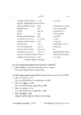 ¾ÃÐÁËÒ¸ÔµÔ¾§Èì ÍØµÚµÁ»Úâ àÃÕÂºàÃÕÂ§ ÁËÒºÒÅÕÇÔªªÒÅÑÂ ¾ÔÁ¾ìà»ç¹¸ÃÃÁ·Ò¹ òõõ÷
¹Ó¾ÂÑ­ª¹Ð ¹Ú ä»»ÃÐ¡Íº¡ÑºÊÃÐ Í ¡Ø, Í¹Ú¹í = ¹àÂ »Ãí ÂØµÚàµ.
Í¹Ú¹í Í.¢éÒÇ ¡Ø¨Ú©Ôµí ÍÑ¹¹èÒà¡ÅÕÂ´ ÍÔµÔ ÍµÚà¶ ã¹ÍÃÃ¶¹Õé
º·µÔ´µèÍ¡Ñ¹áÅÐª×èÍ¡ÑÁÁ¸ÒÃÂÊÁÒÊ ¡ØÍ¹Ú¹í =·ÚÇÔ»à·µØÅÚÂÒ¸Ô¡Ãà³¡ÁÚÁ¸ÒÃâÂ.
µÑé§à»ç¹ÂØµµÑµ¶ÊÁÒÊ ¡ØÍ¹Ú¹í = ¹ÒÁÒ¹í ÊÁÒâÊ ÂØµÚµµÚâ¶.
ÅºÇÔÀÑµµÔ ¡ØÍ¹Ú¹+ /ÊÔ = àµÊí ÇÔÀµÚµÔâÂ âÅ»Ò ¨.
à»ç¹»¡µÔ ¡ØÍ¹Ú¹ = »¡µÔ ¨ÊÚÊ ÊÃ¹ÚµÊÚÊ.
µÑé§¡ÑÁÁ¸ÒÃÂÊÁÒÊª×èÍµÑ»»ØÃÔÊÊÁÒÊ ¡ØÍ¹Ú¹ = ÍØàÀ µ»Ú»ØÃÔÊÒ.
à¾ÃÒÐÊÃÐËÅÑ§á»Å§¡Øà»ç¹¡·Ú ¡Ø→ ¡·Ú Í¹Ú¹ =¡·Ú¡ØÊÚÊ.
¹Ó¾ÂÑ­ª¹Ð ·Ú ä»»ÃÐ¡Íº¡ÑºÊÃÐ Í ¡·¹Ú¹ = ¹àÂ »Ãí ÂØµÚàµ.
µÑé§¡·¹Ú¹à»ç¹¹ÒÁ ¡·¹Ú¹ = µ·Ú¸ÔµÊÁÒÊ¡Ôµ¡Ò ¹ÒÁíÇÒÏ
ËÅÑ§¡·¹Ú¹Å§ÊÔ»°ÁÒÇÔÀÑµµÔ ¡·¹Ú¹+ÊÔ = ÅÔ§Ú¤µÚà¶ »€ÁÒ.
ËÅÑ§¨Ò¡Í¡ÒÃÑ¹µìá»Å§ÊÔà»ç¹Íí ¡·¹Ú¹+ÊÔ→ Íí = ÊÖ.
áÂ¡¾ÂÑ­ª¹Ð ¹Ú ÍÍ¡¨Ò¡ÊÃÐ Í ¡·¹Ú¹Ú Í+Íí =»Ø¾Ú¾Áâ¸€ÔµÁÊÚÊÃíÊàÃ¹ÇÔâÂªàÂ.
ÅºÊÃÐË¹éÒ à¾ÃÒÐÊÃÐËÅÑ§æ à»ç¹»¡µÔ ¡·¹Ú¹Ú /Í +Íí = ÊÃâÅâ»ÁÒà·Ê»Ú»¨Ú¨ÂÒ·ÔÁÚËÔÏ
¹Ó¾ÂÑ­ª¹Ð ¹Ú ä»»ÃÐ¡Íº¡ÑºÊÃÐ Í ¡·¹Ú¹í = ¹àÂ »Ãí ÂØµÚàµ.
ÊÓàÃç¨ÃÙ»à»ç¹ ¡·¹Ú¹í.(¢éÒÇÍÑ¹¹èÒà¡ÅÕÂ´)
µÑÇÍÂèÒ§·Õèà»ç¹ ¡ØºØ¾¾º·¡ÑÁÁ¸ÒÃÂÊÁÒÊ ÁÕÇÔ¸Õ·ÓµÑÇÃÙ»àËÁ×Í¹¡Ñº “¡·¹Ú¹í”ÁÕ´Ñ§¹Õé
ÇÔ. ¡Ø¨Ú©ÔµÁÊ¹í ¡·Ê¹í. (¡Ø+ÍÊ¹)(à¾ÃÒÐÊÃÐËÅÑ§á»Å§¡Øà»ç¹¡·Ú=¡·Ú¡ØÊÚÊ)
Í.ÍÒËÒÃ ÍÑ¹¹èÒà¡ÅÕÂ´ ª×èÍÇèÒ¡·Ê¹. (ÍÒËÒÃÍÑ¹¹èÒà¡ÅÕÂ´)
µÑÇÍÂèÒ§·Õèà»ç¹ ¡ØºØ¾¾º·¡ÑÁÁ¸ÒÃÂÊÁÒÊ áµèäÁèµéÍ§á»Å§ ¡Ø¹ÔºÒµ à»ç¹ ¡·Ú à¾ÃÒÐº·ÇèÒ “ÊàÃ” ËéÒÁäÇé ÁÕ´Ñ§¹Õé
ÇÔ. ¡Ø¨Ú©ÔµÒ ·ÒÃÒ ¡Ø·ÒÃÒ. (¡Ø + ·ÒÃ)
Í.ÀÃÃÂÒ ·. ¼Ùé¹èÒà¡ÅÕÂ´ ª×èÍÇèÒ¡Ø·ÒÃ. (ÀÃÃÂÒ¼Ùé¹èÒà¡ÅÕÂ´, ÀÃÃÂÒäÁè´Õ)
ÇÔ. ¡Ø¨Ú©ÔµÒ »ØµÚµÒ ¡Ø»ØµÚµÒ. (¡Ø + »ØµÚµ)
Í.ºØµÃ ·. ¼Ùé¹èÒà¡ÅÕÂ´ ª×èÍÇèÒ¡Ø»ØµÚµ. (ºØµÃ¼Ùé¹èÒà¡ÅÕÂ´, ºØµÃäÁè´Õ)
ÇÔ. ¡Ø¨Ú©ÔµÒ ·ÒÊÒ ¡Ø·ÒÊÒ. (¡Ø + ·ÒÊ)
Í.·ÒÊ ·. ¼Ùé¹èÒà¡ÅÕÂ´ ª×èÍÇèÒ¡Ø·ÒÊ. (·ÒÊ¼Ùé¹èÒà¡ÅÕÂ´, ·ÒÊäÁè´Õ)
ÇÔ. ¡Ø¨Ú©ÔµÒ ·Ô¯Ú€Ô ¡Ø·Ô¯Ú€Ô. (¡Ø+·Ô¯Ú€Ô)
Í.·Ô¯°ÔÍÑ¹¹èÒà¡ÅÕÂ´ª×èÍÇèÒ¡Ø·Ô¯Ú€Ô.(¤ÇÒÁàËç¹ÍÑ¹¹èÒà¡ÅÕÂ´,ÁÔ¨©Ò·Ô¯°Ô)
ÃÙ»ÊÔ·¸Ô·Õ»¹Õõö [ ô.ÊÁÒÊ
 