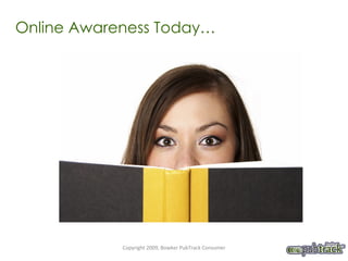 Online Awareness Today… Copyright 2009, Bowker PubTrack Consumer 
