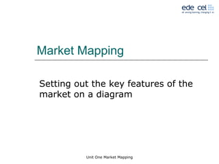 Market Mapping

Setting out the key features of the
market on a diagram




          Unit One Market Mapping
 