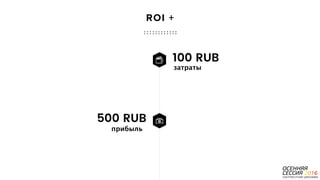 P a g e 4
ROI +
100 RUB
затраты
500 RUB
прибыль
 