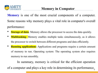Role Of Memory In Computer Comprehensive Overview of Computer Memory Architecture and Management ...