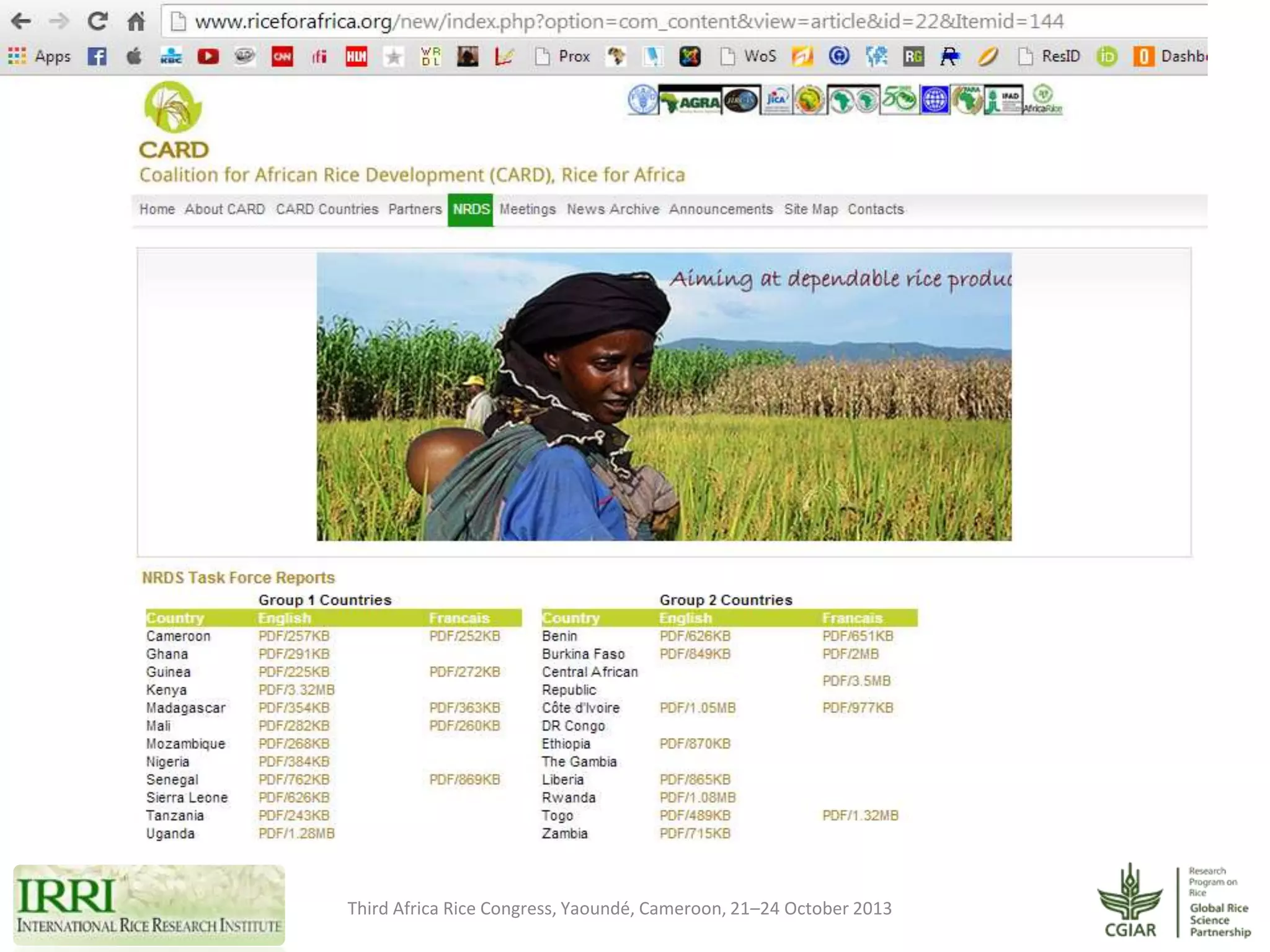 Third Africa Rice Congress, Yaoundé, Cameroon, 21–24 October 2013

 