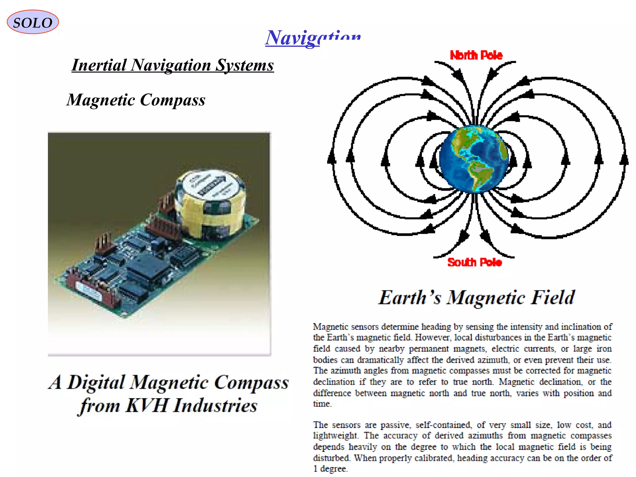 SOLO
100
Navigation
Inertial Navigation Systems
Magnetic Compass
 