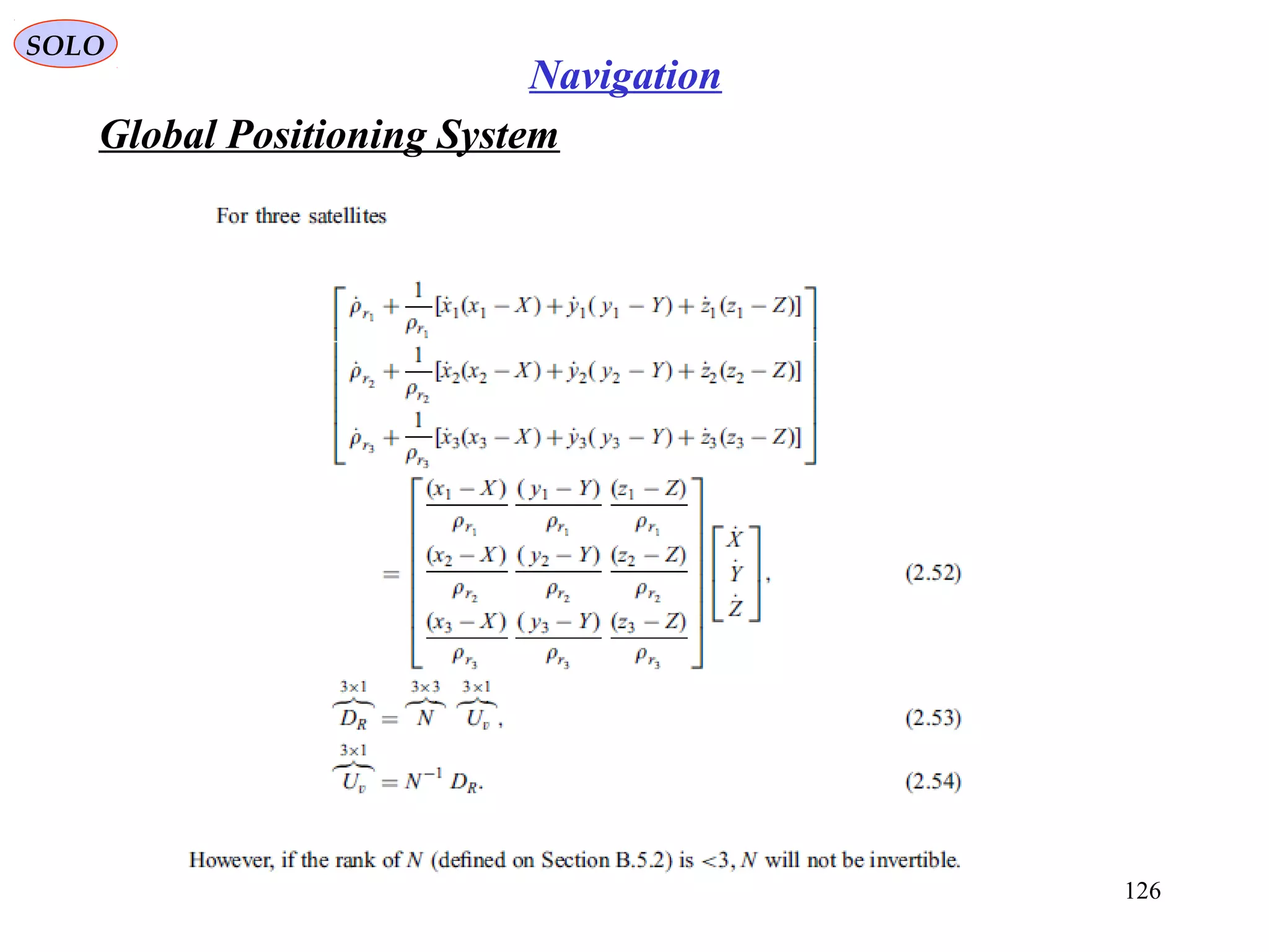 Global Positioning System
SOLO
126
Navigation
 