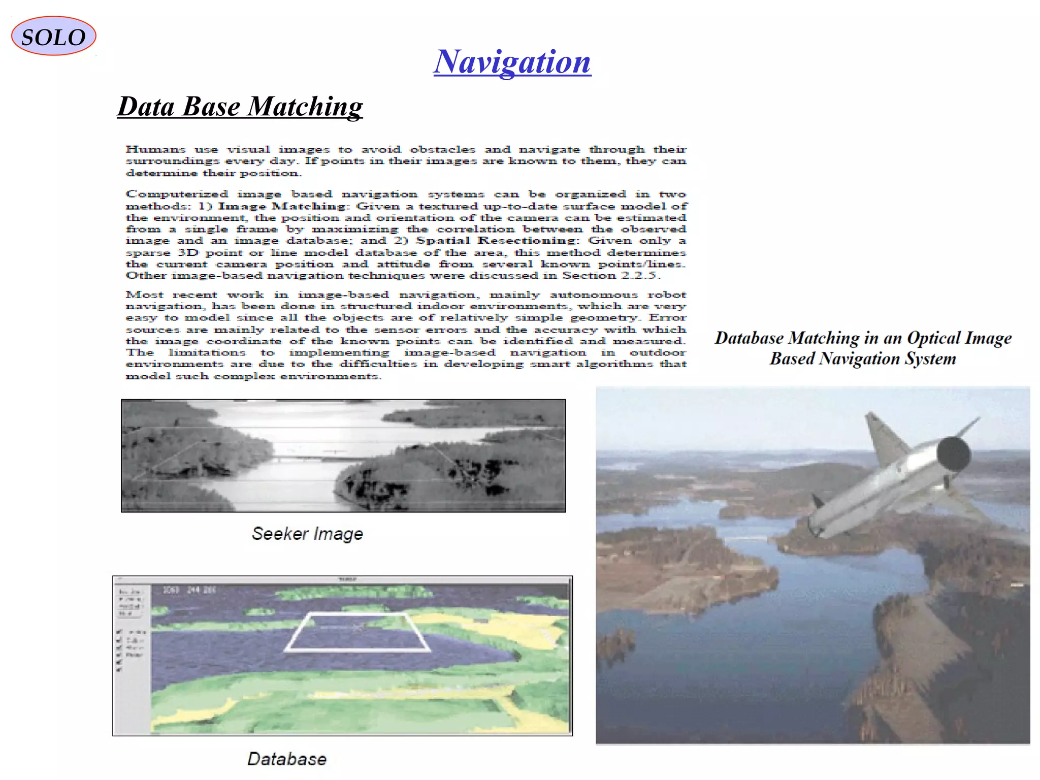 SOLO
159
Navigation
Data Base Matching
 