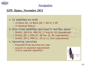 GPS Status, November 2011
SOLO
142
Navigation
 