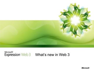 What else is new in Expression Blend 3?Adobe Illustrator importNew docking and workspace configurationImproved Visual State ManagerEasing FunctionsNew Asset panelSupport for SL3 and WPF EffectsSupport for SL3 Projection TransformExtensible Artboard and Asset panelLiquid Layout of controlsNew Gradient controlsPlus many more enhancements!