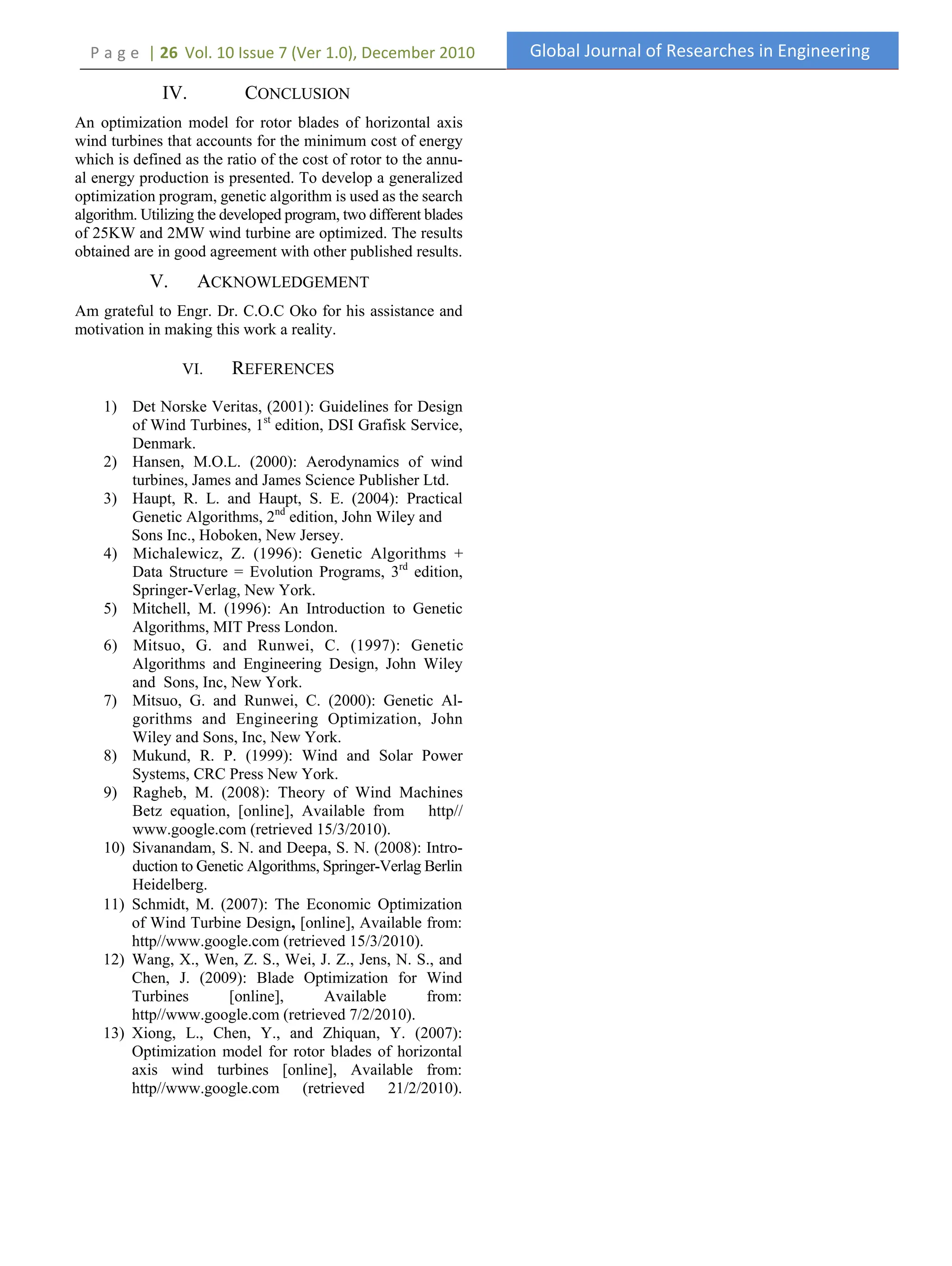 4 optimization of wind turbine blades using genetic algorithm pdf