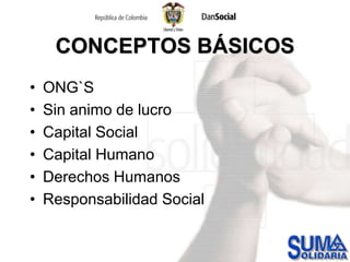 CONCEPTOS BÁSICOSONG`SSin animo de lucroCapital SocialCapital HumanoDerechos HumanosResponsabilidad Social