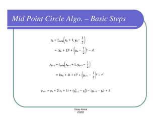Mid Point Circle Algo. – Basic Steps




                   Vinay Arora
                      CSED
 