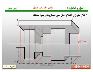 ‫ﺔ‬‫ﺧ‬‫ﺳ‬‫ﻧ‬:‫ﻓرﯾد‬ ‫ﻣﺣﻣد‬ ‫ﺗﺎﻣر‬
2000 - 2001 ‫ل‬‫ﻼ‬‫ﻈ‬‫ﻟ‬‫و‬‫ﻞ‬‫ﻈ‬‫ﻟ‬‫ا‬)٤(‫واﻟﻛﺗل‬ ‫اﻷﺟﺳﺎم‬ ‫ظﻼل‬
*‫ﻣﺧﺗﻠﻔﺔ‬ ‫رأﺳﯾﺔ‬ ‫ﻣﺳﺗوﯾﺎت‬ ‫ﻋﻠﻰ‬ ‫أﻓﻘﻲ‬ ‫أﺿﻼع‬ ‫ﻣﺗوازي‬ ‫ظﻼل‬
‫رﻗم‬ ‫ﺷﻛل‬)٥٧(
‫اﻷرض‬ ‫ﺧط‬
‫أ‬
‫ب‬
‫ج‬
‫د‬
‫أ‬-‫ب‬
‫ج‬-‫د‬
╖▐′ ◘╠♥◙′ ☻╠♂║▒▪♥╝
 