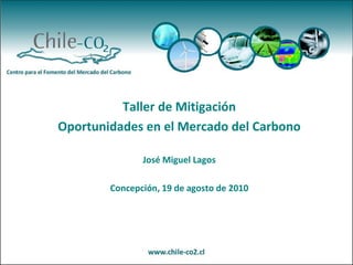 Taller de Mitigación
Oportunidades en el Mercado del Carbono
José Miguel Lagos
Concepción, 19 de agosto de 2010
 