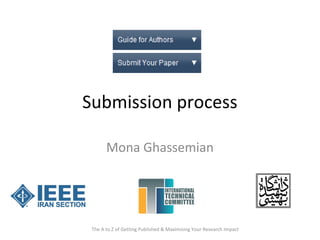 Submission process
Mona Ghassemian
The A to Z of Getting Published & Maximising Your Research Impact
 