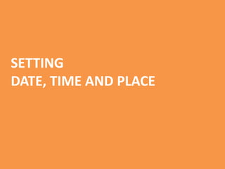 SETTING
DATE, TIME AND PLACE
 