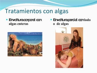 Tratamientos con algas Envoltura corporal con  algas enteras Envoltura parcial con  lodo o  de algas 