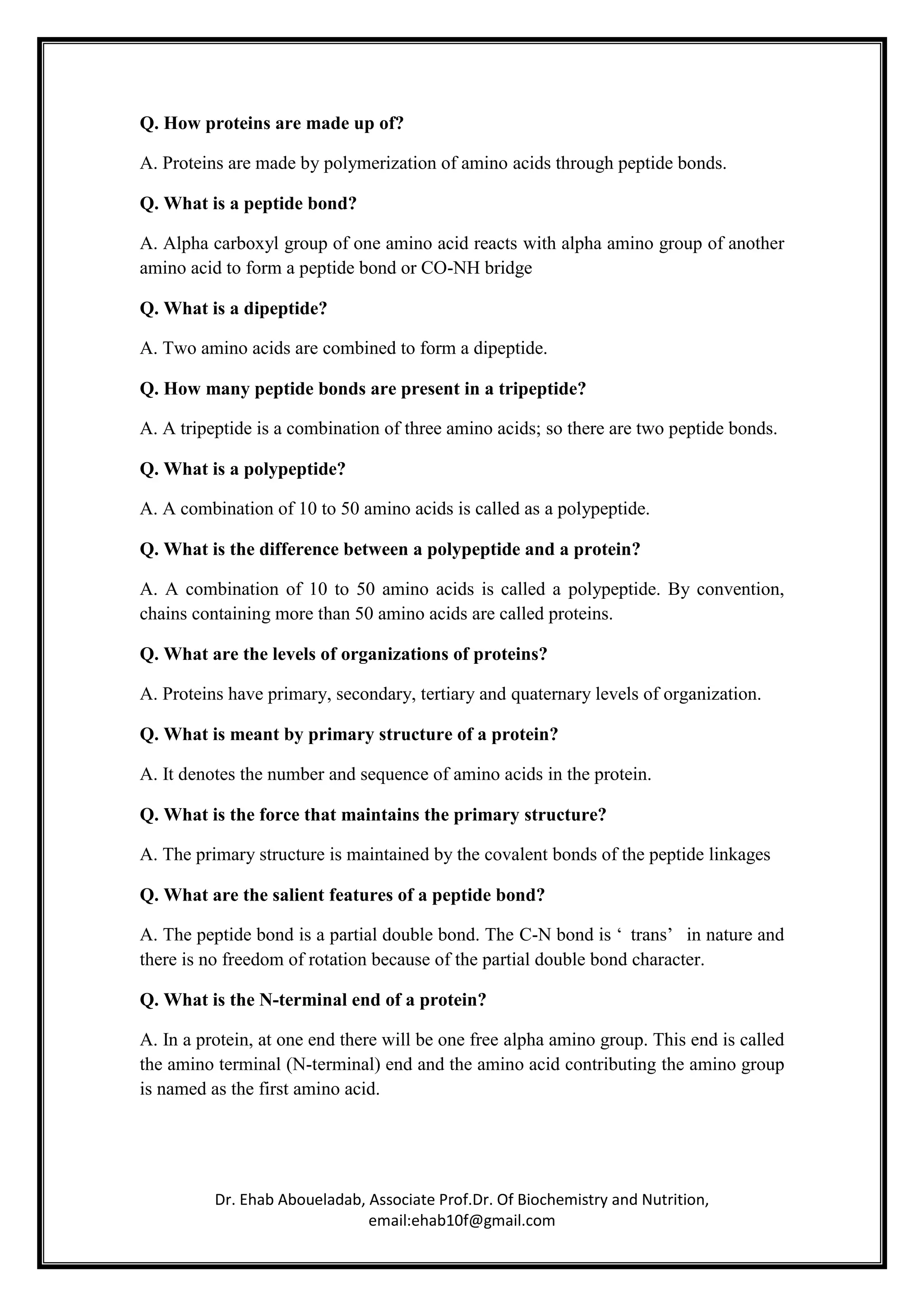 4 proteins structure and function q and a | PDF