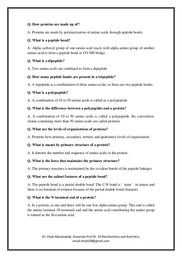 4 Proteins Structure And Function Q And A