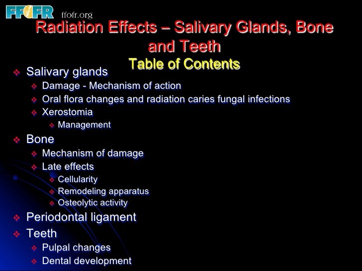 4.radiation effects salivary glands, bone and teeth