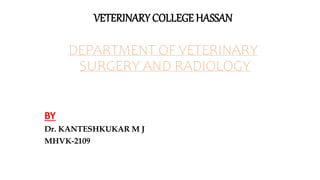 VETERINARY COLLEGE HASSAN
DEPARTMENT OF VETERINARY
SURGERY AND RADIOLOGY
BY
Dr. KANTESHKUKAR M J
MHVK-2109
 