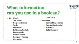 What information
can you use in a boolean?
●
○
○
○
○
○
○
○
○
○
●
○
○
○
○
6
 