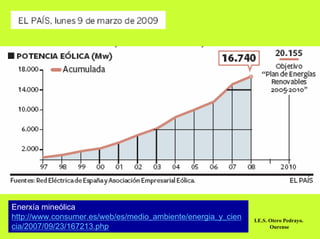 Enerxía mineólica
http://www.consumer.es/web/es/medio_ambiente/energia_y_cien   I.E.S. Otero Pedrayo.
cia/2007/09/23/167213.php                                            Ourense
 