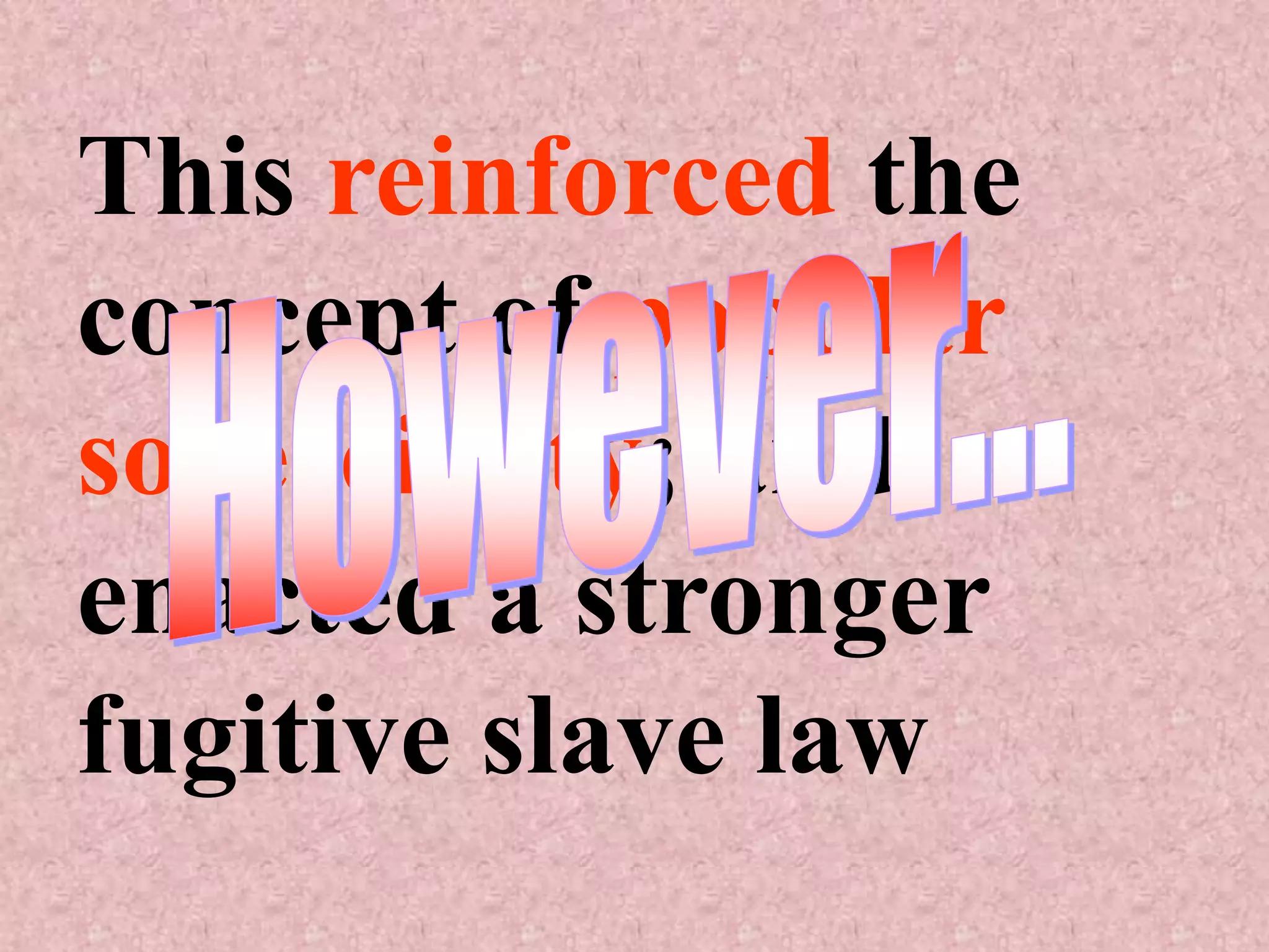 This reinforced the
concept of popular
sovereignty; and
enacted a stronger
fugitive slave law
 