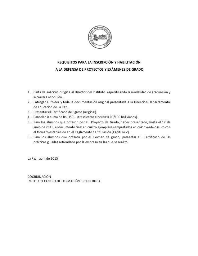 Requisitos para la inscripción a defensas