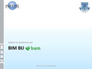 Heden en toekomst van

BIM BIJ


                        InfraTech 2013 | CROW College
 