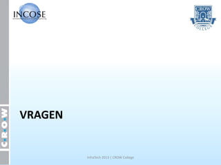 VRAGEN


         InfraTech 2013 | CROW College
 