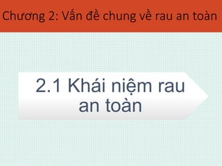 Chương 2: Vấn đề chung về rau an toàn 
2.1 Khái niệm rau 
an toàn 
 