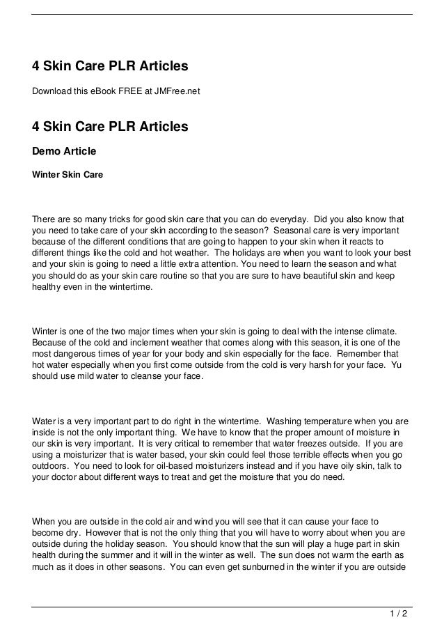 4 Skin Care PLR Articles