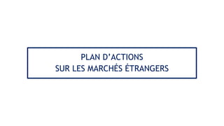 PLAN D’ACTIONS
SUR LES MARCHÉS ÉTRANGERS
 