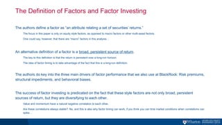 The Promises and Pitfalls of Factor Timing in Equity Style Investing | PPTX