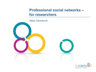 Professional social networks –
for researchers
Milan Zdravković
 