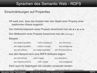 In Ontologie: T-Box  Besitzt eigenes/spezielles Vokabular Vokabular ist definiert in RDF 