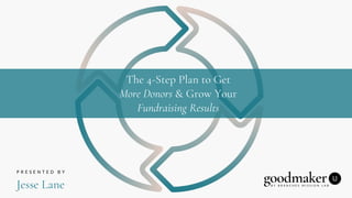 The 4-Step Plan to Get
More Donors & Grow Your
Fundraising Results
Jesse Lane
P R E S E N T E D B Y
 